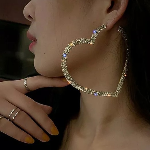 Jewelry - Over-sized Bling Heart hoop earrings